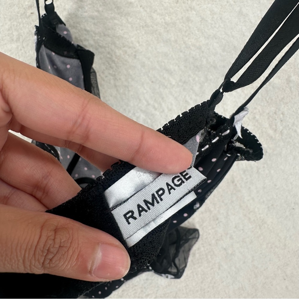 Polka Dot Vintage Y2K Rampage Black and Pink Corset Style Top/Lingerie - Picture 3 of 8